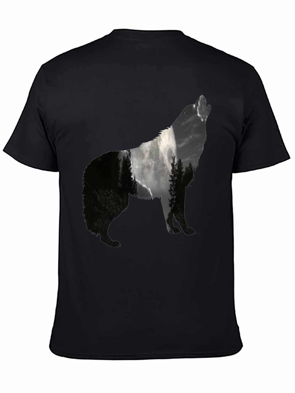 Wolf Silhouette Graphic Tee - Nature Inspired Black T-Shirt