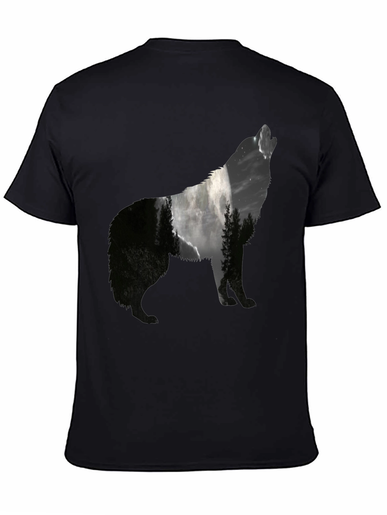 Wolf Silhouette Graphic Tee - Nature Inspired Black T-Shirt