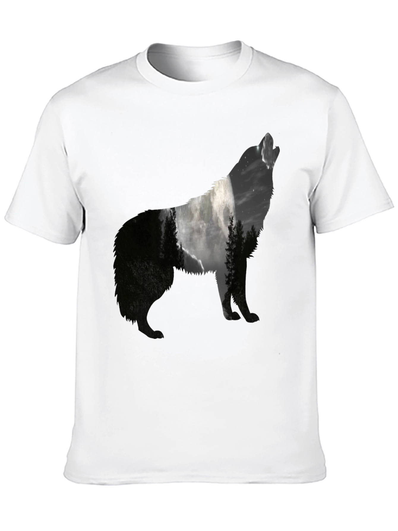 Wolf Silhouette Graphic Tee - Nature Inspired Black T-Shirt