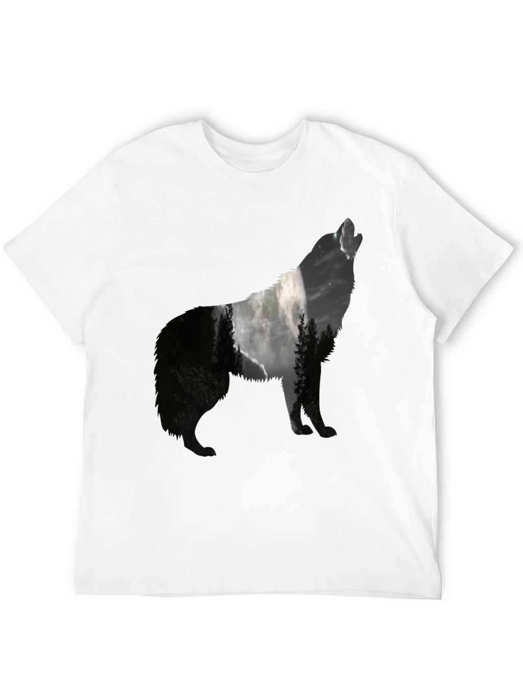 Wolf Silhouette Graphic Tee - Nature Inspired Black T-Shirt