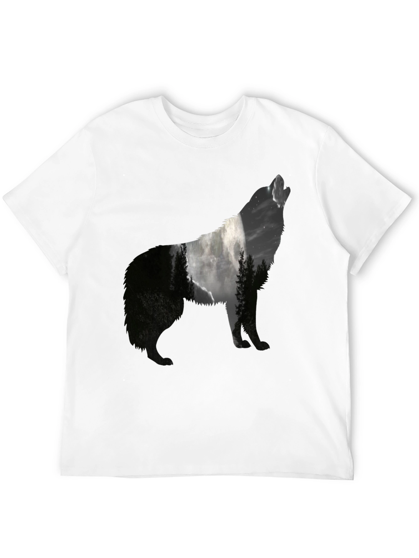 Wolf Silhouette Graphic Tee - Nature Inspired Black T-Shirt