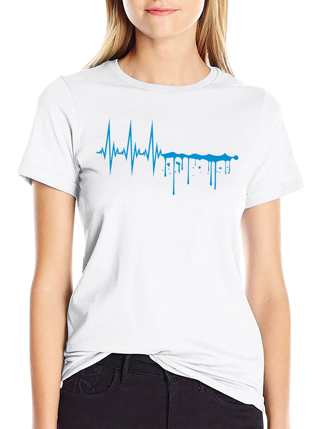 Heartbeat Drip Graphic Tee - Modern Design