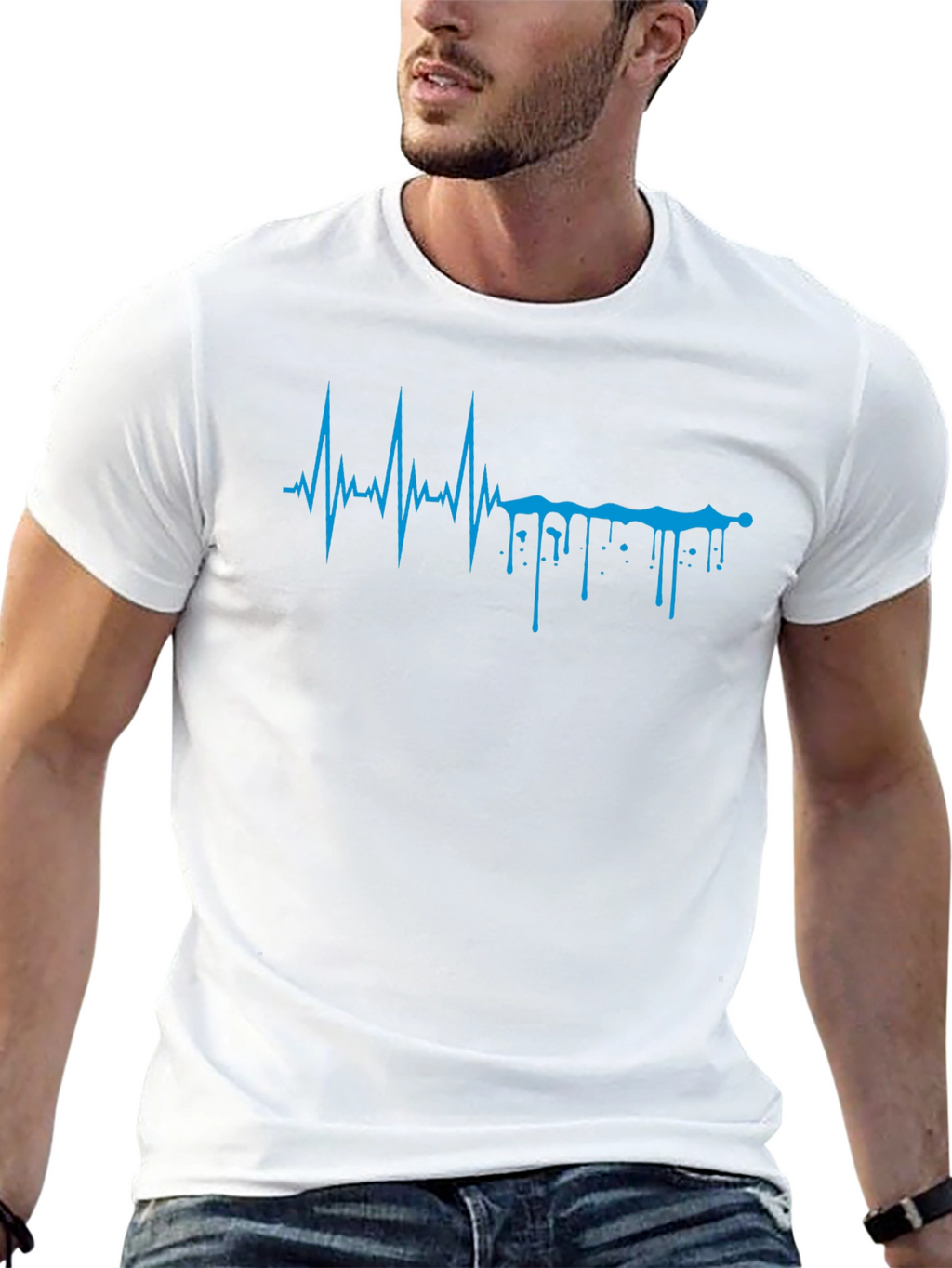 Heartbeat Drip Graphic Tee - Modern Design