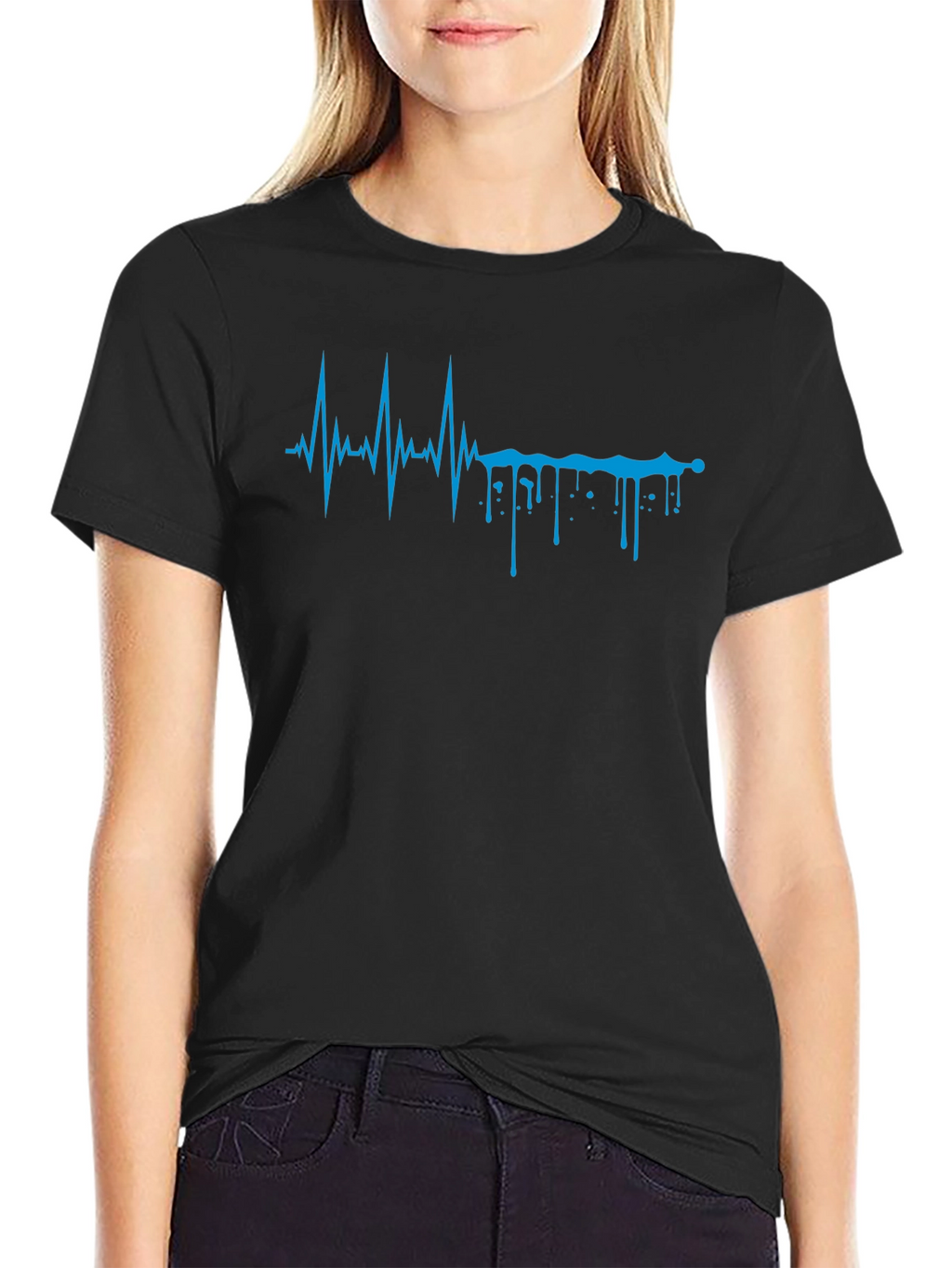 Heartbeat Drip Graphic Tee - Modern Design