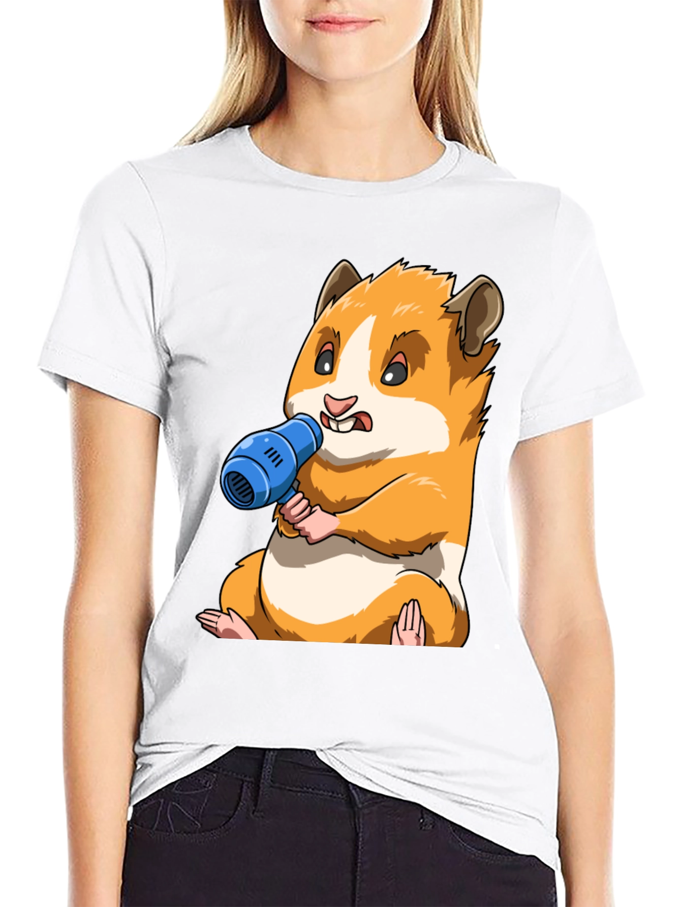 Hamster with Blow Dryer Graphic Tee