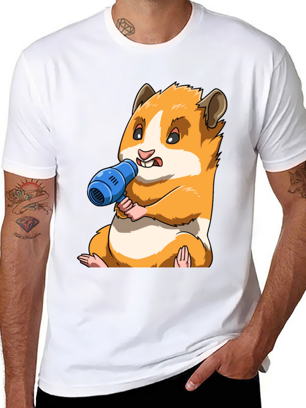 Hamster with Blow Dryer Graphic Tee