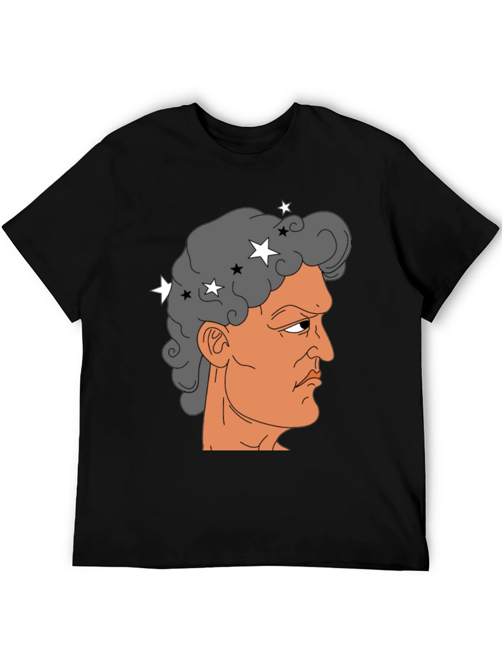 Meme Man Portrait Black Cotton Tee