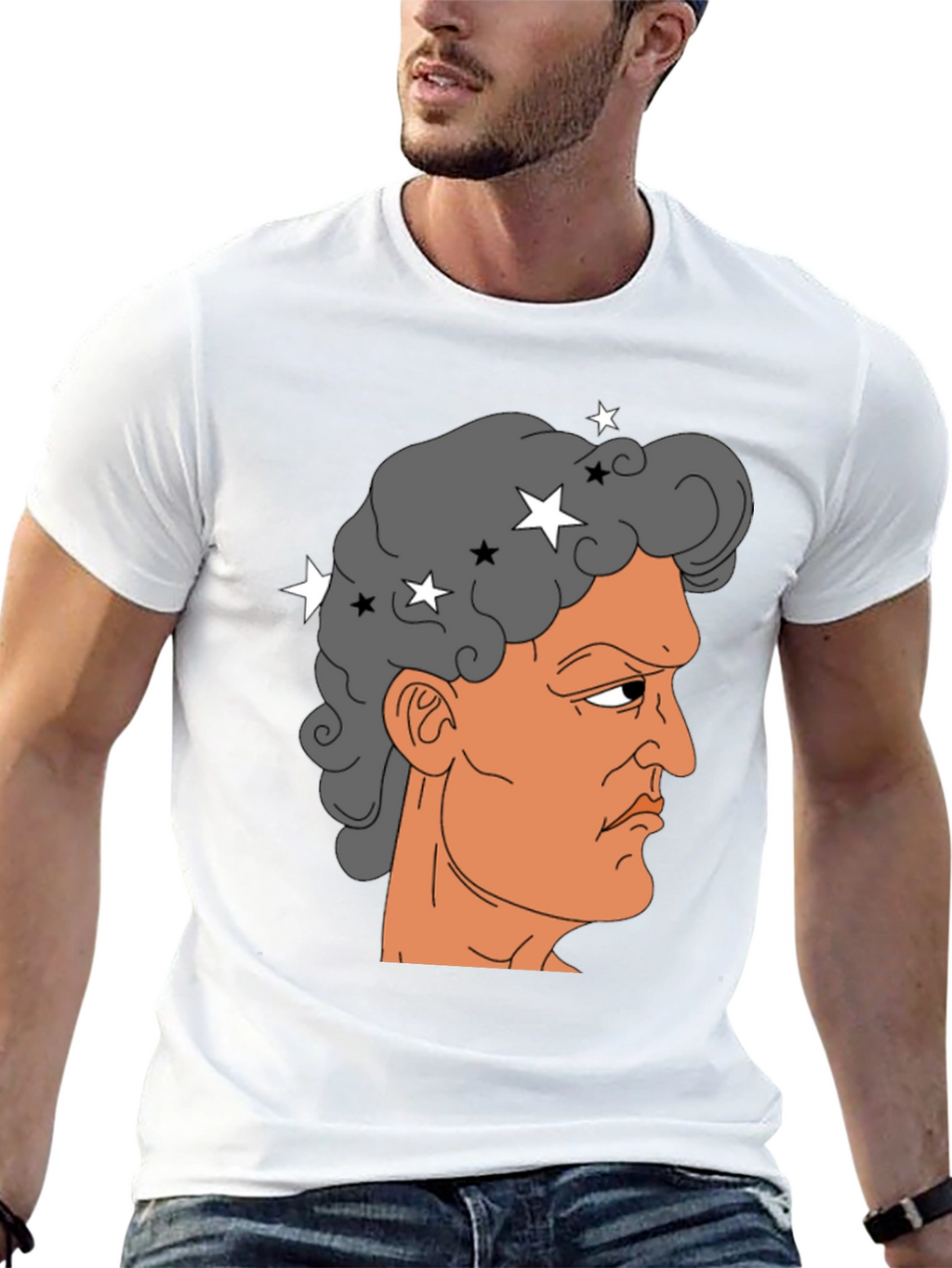 Meme Man Portrait Black Cotton Tee