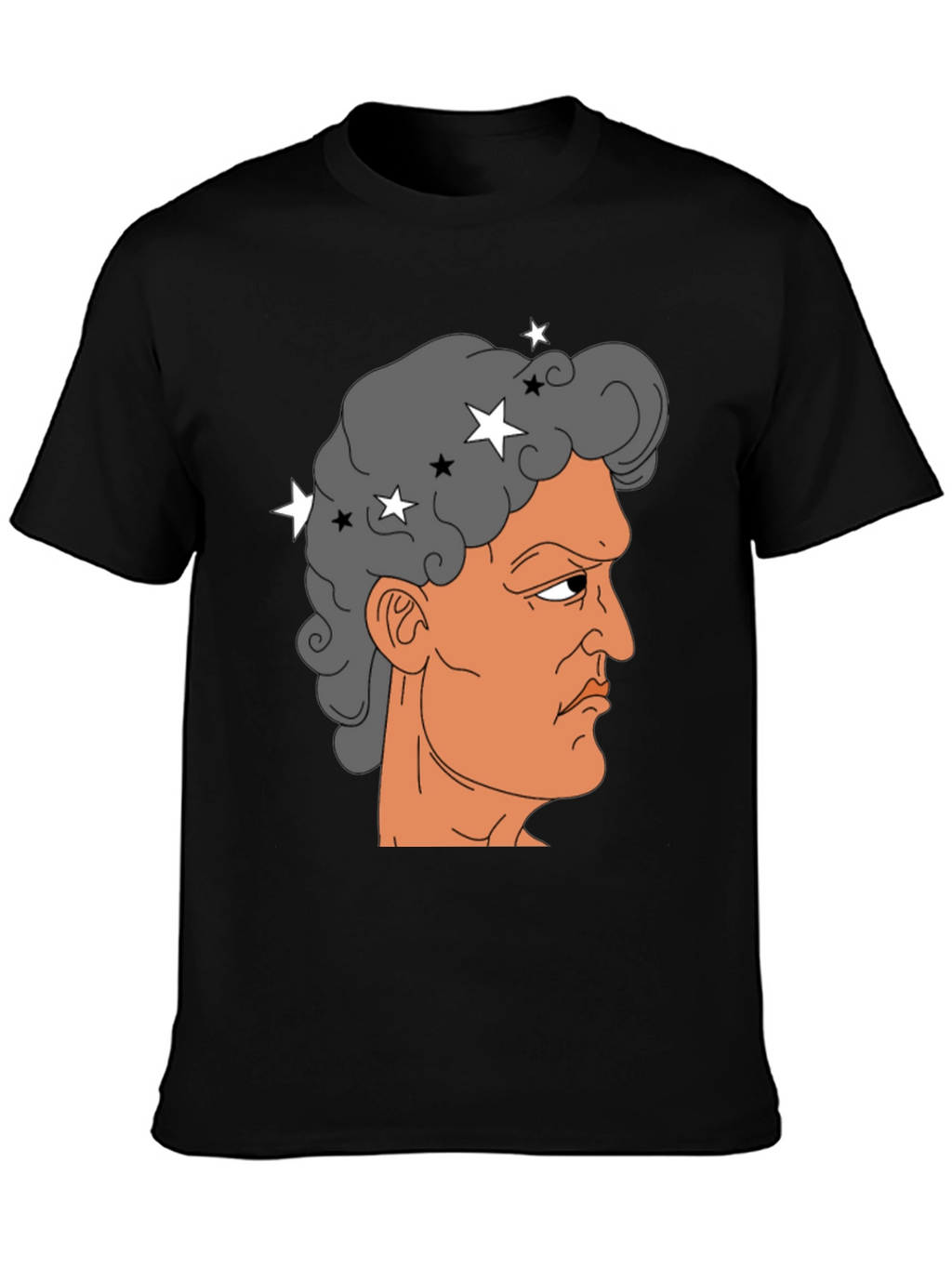 Meme Man Portrait Black Cotton Tee