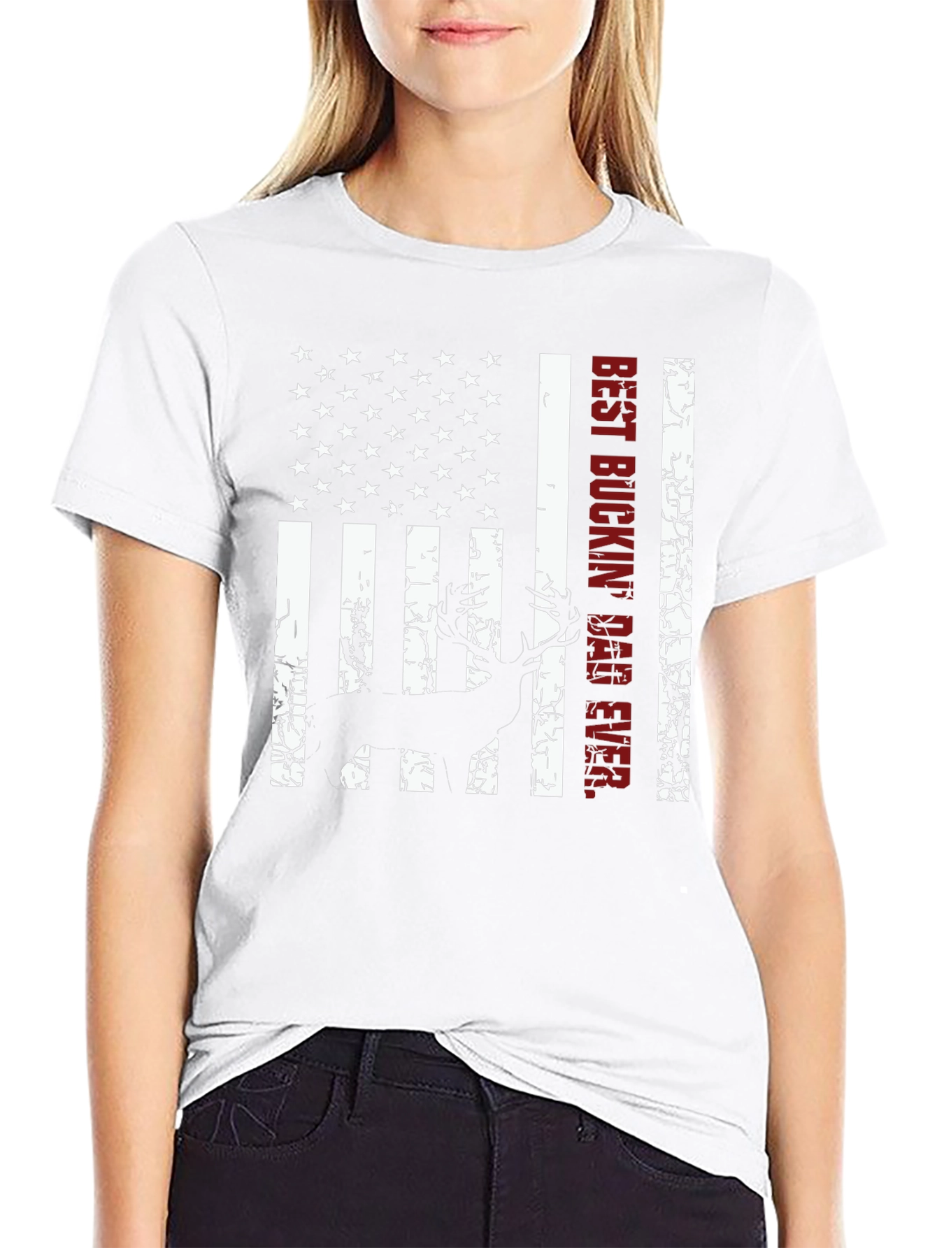 Best Buckin Dad Ever Deer Hunting Flag T-Shirt