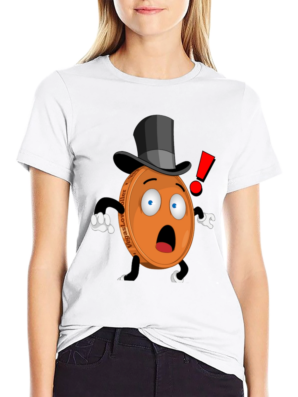 Novelty Cartoon Coin T-Shirt - Black