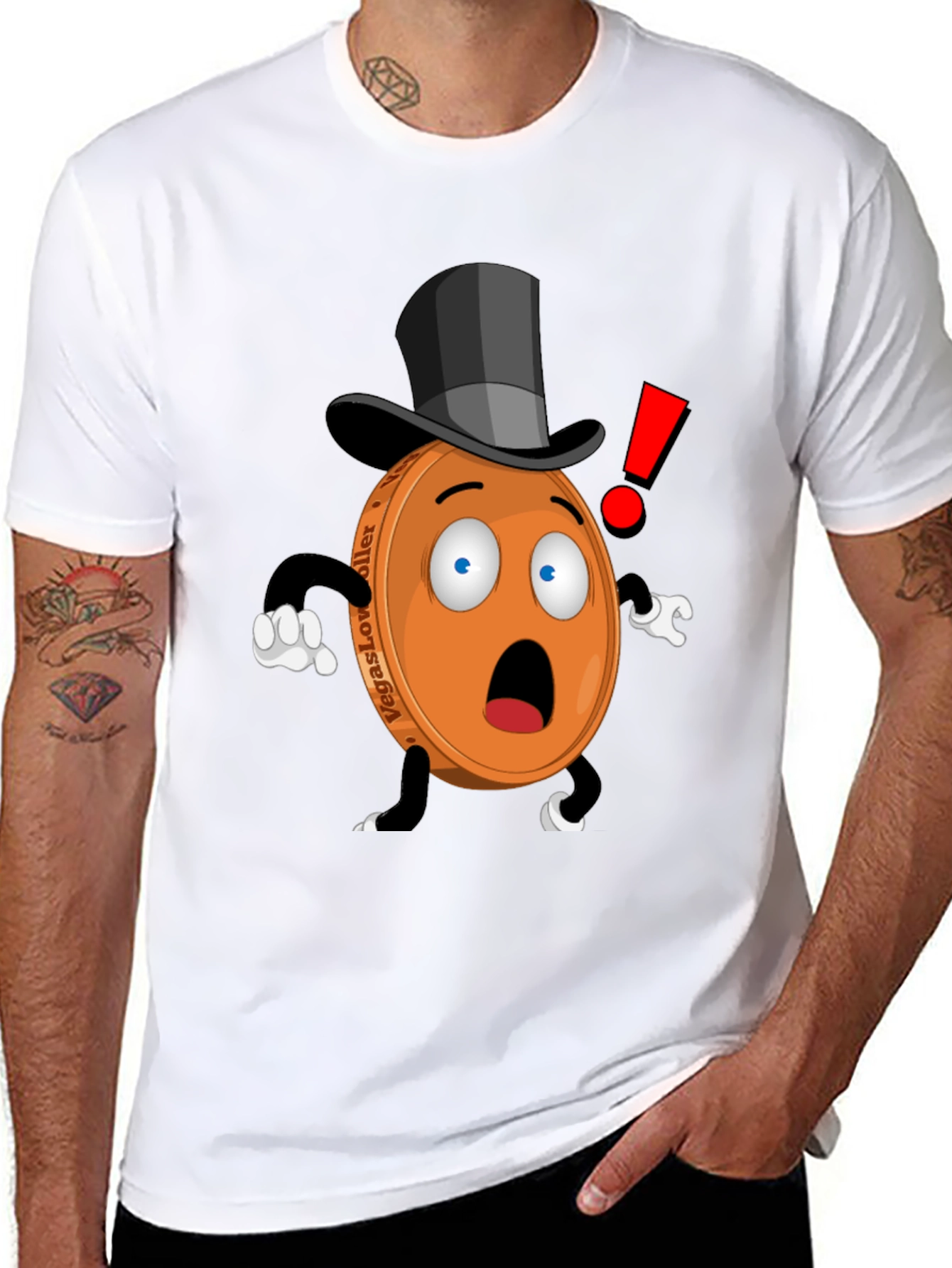 Novelty Cartoon Coin T-Shirt - Black