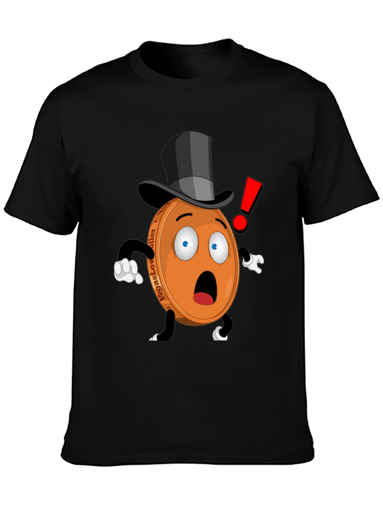 Novelty Cartoon Coin T-Shirt - Black