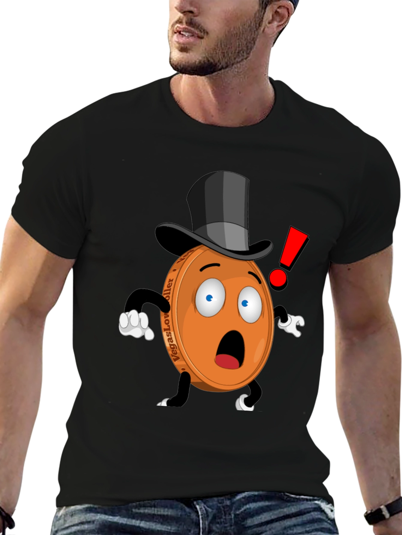 Novelty Cartoon Coin T-Shirt - Black