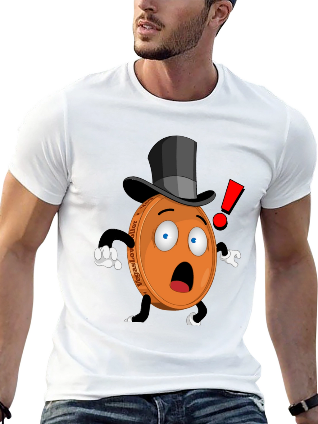 Novelty Cartoon Coin T-Shirt - Black