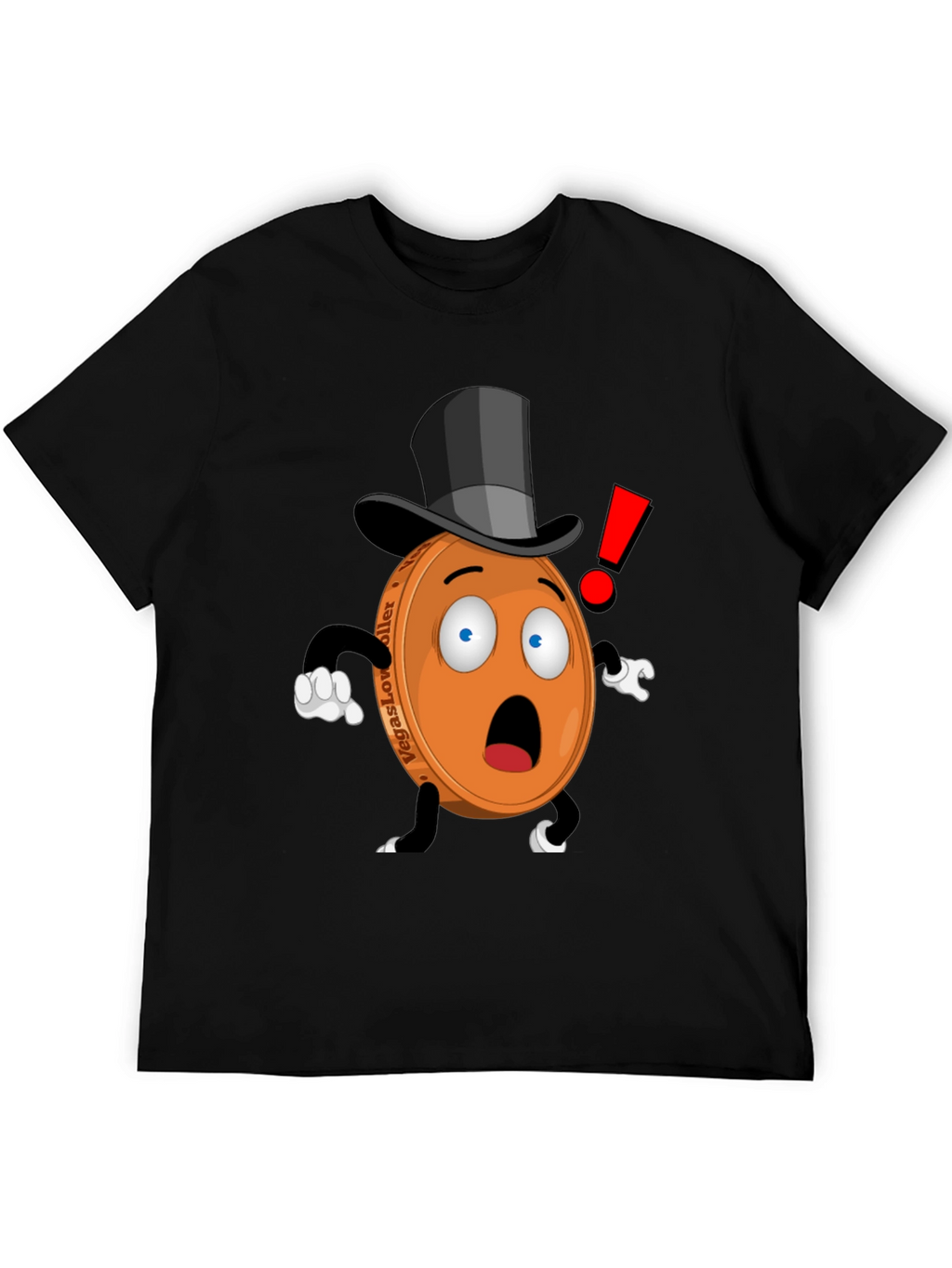 Novelty Cartoon Coin T-Shirt - Black