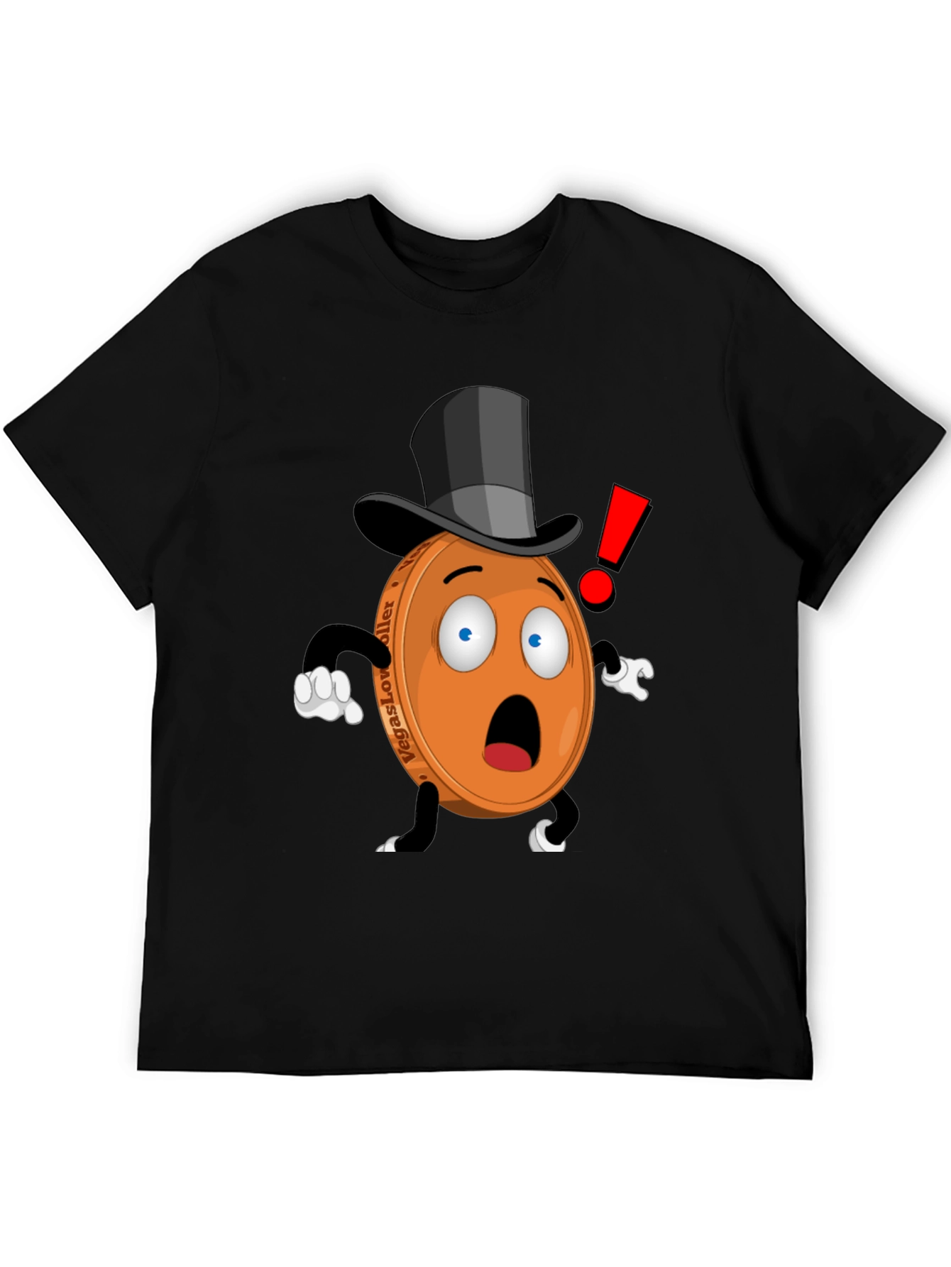 Novelty Cartoon Coin T-Shirt - Black