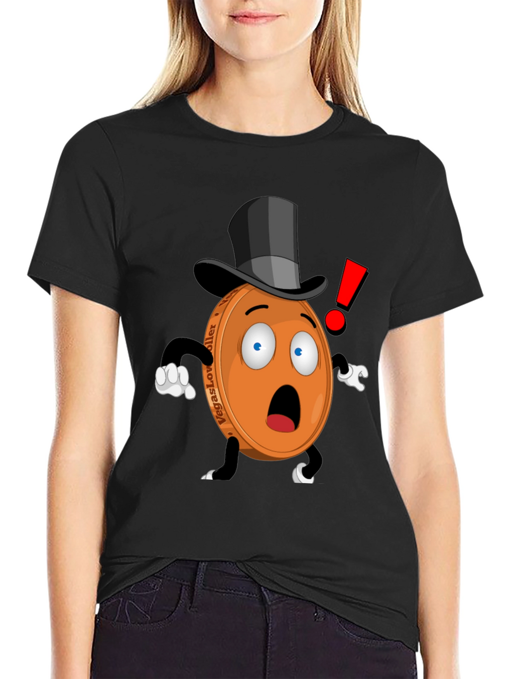 Novelty Cartoon Coin T-Shirt - Black