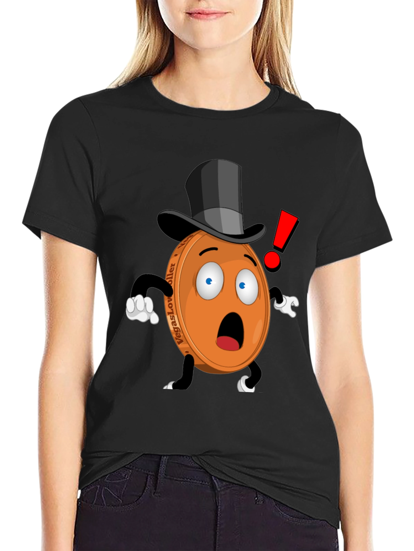 Novelty Cartoon Coin T-Shirt - Black