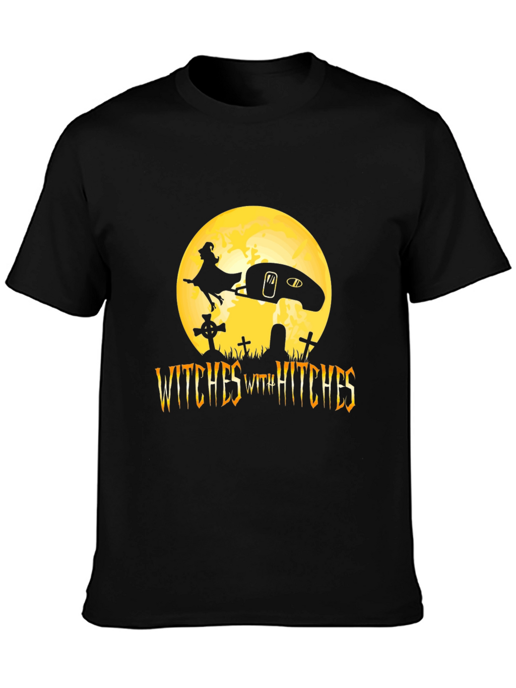 Witches With Hitches Black Halloween T-Shirt