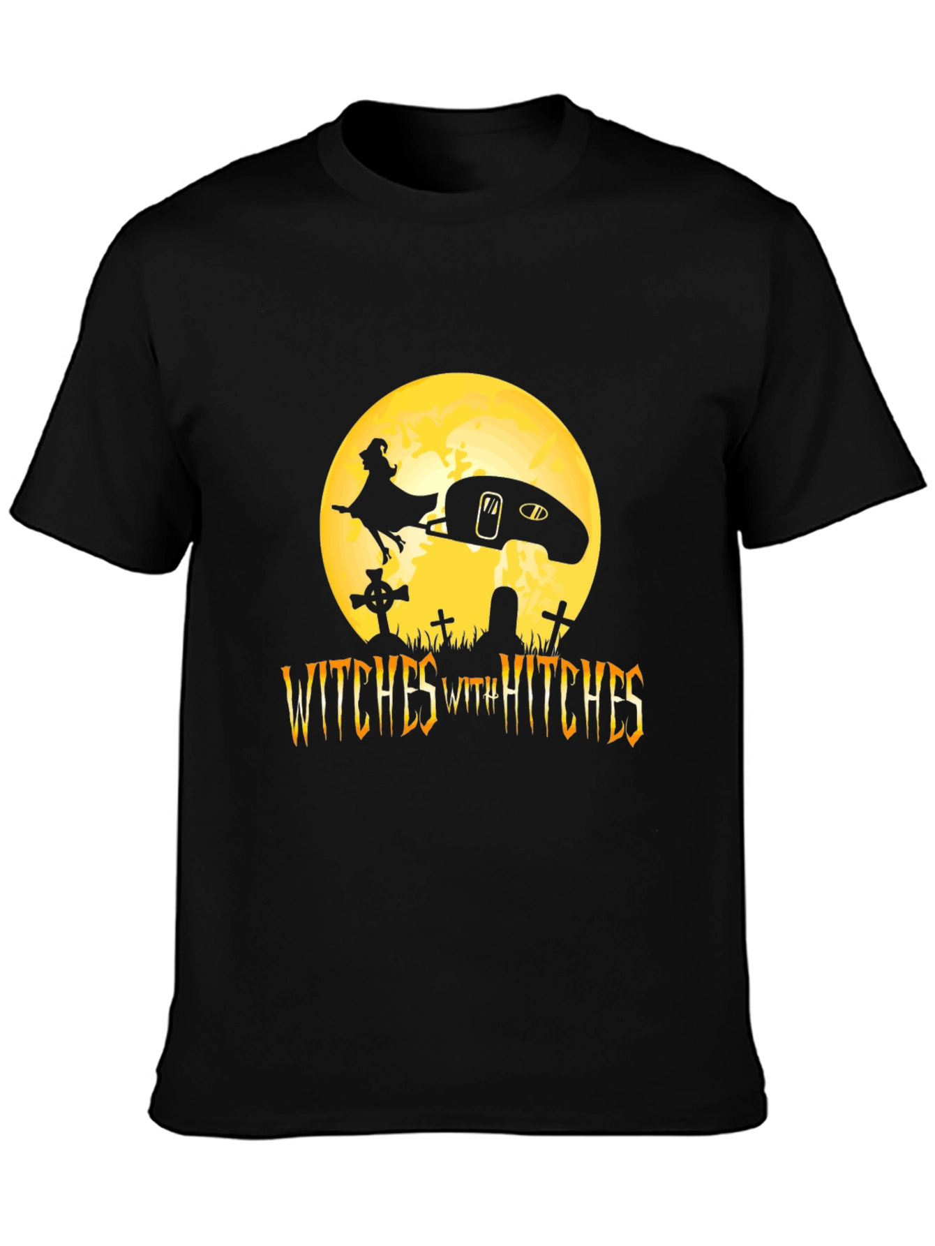 Witches With Hitches Black Halloween T-Shirt