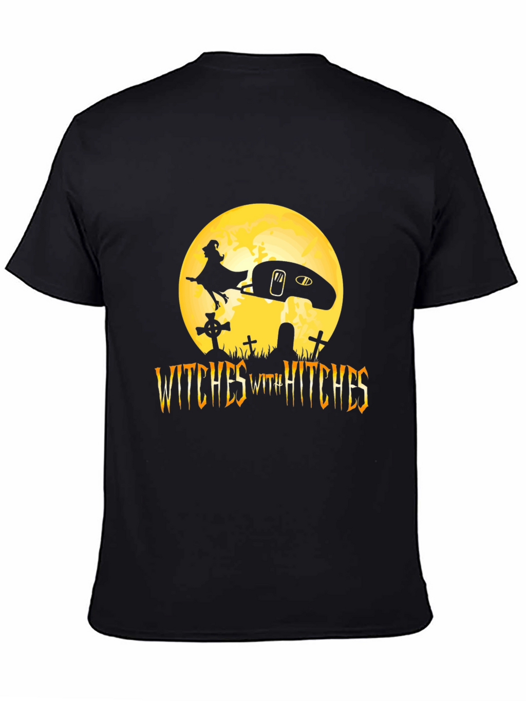 Witches With Hitches Black Halloween T-Shirt