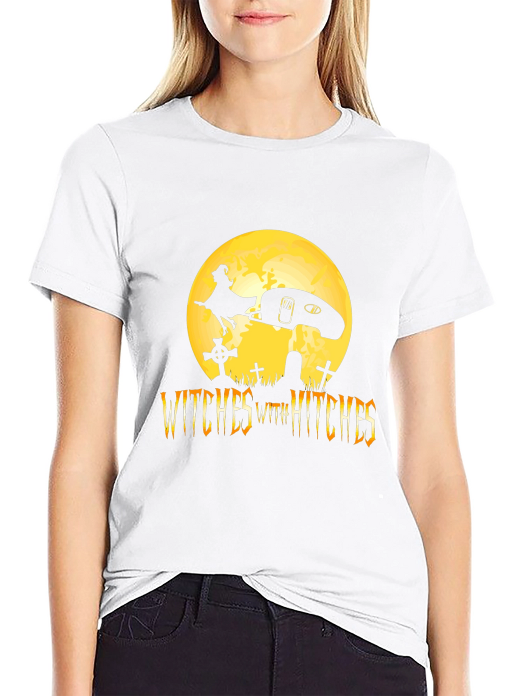 Witches With Hitches Black Halloween T-Shirt