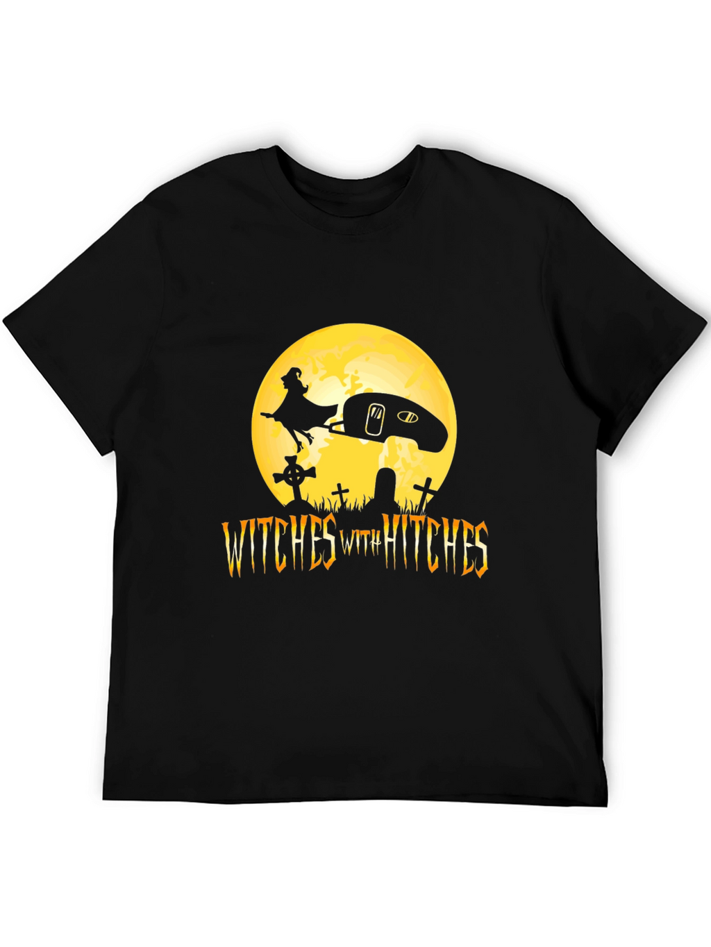 Witches With Hitches Black Halloween T-Shirt