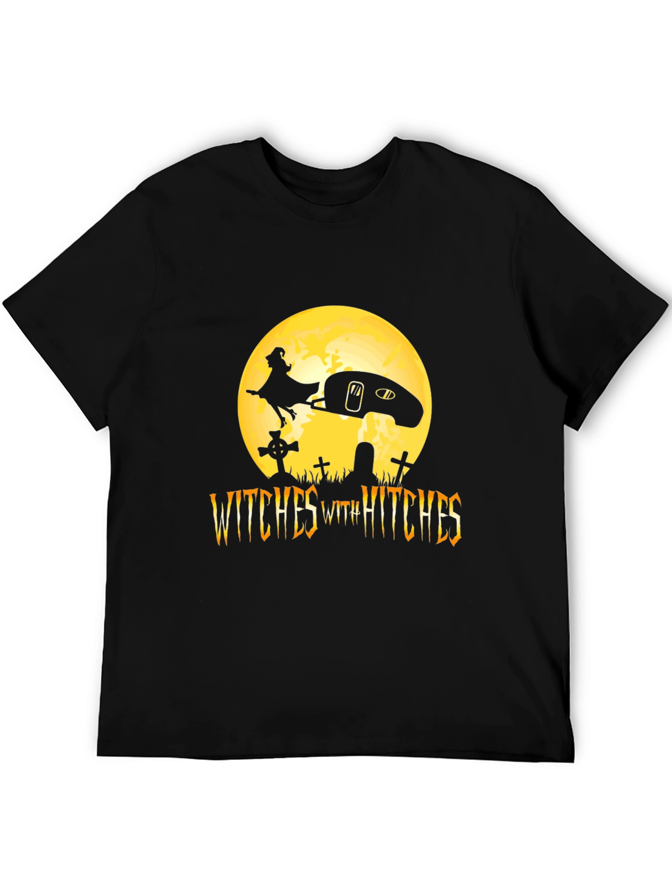 Witches With Hitches Black Halloween T-Shirt