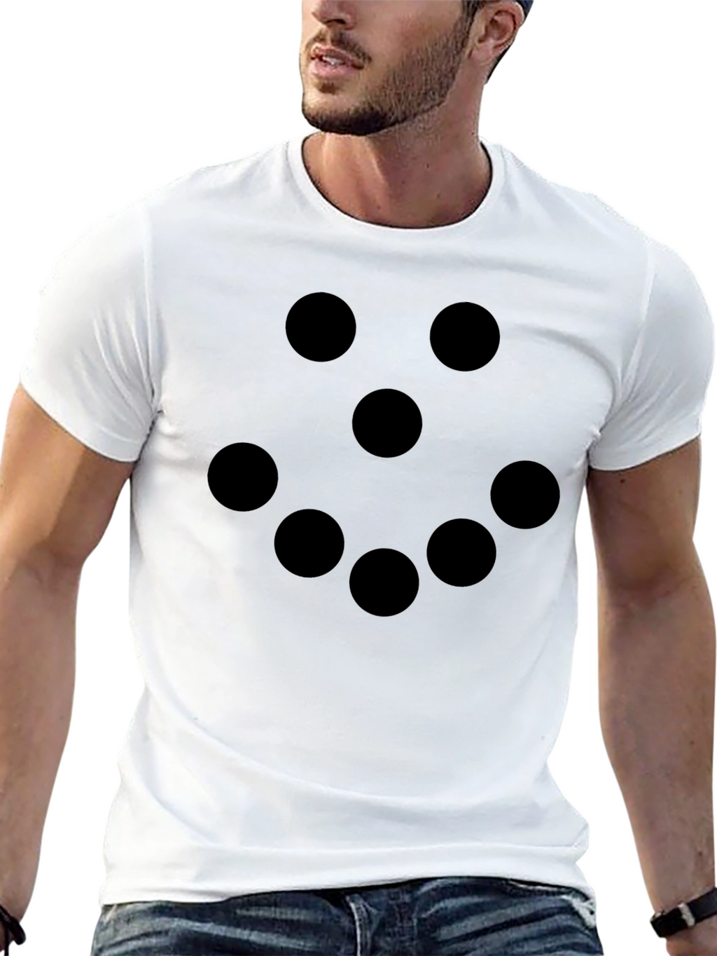 Minimalist Dot Design Black T-Shirt