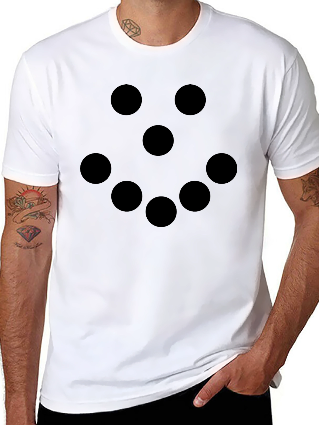 Minimalist Dot Design Black T-Shirt