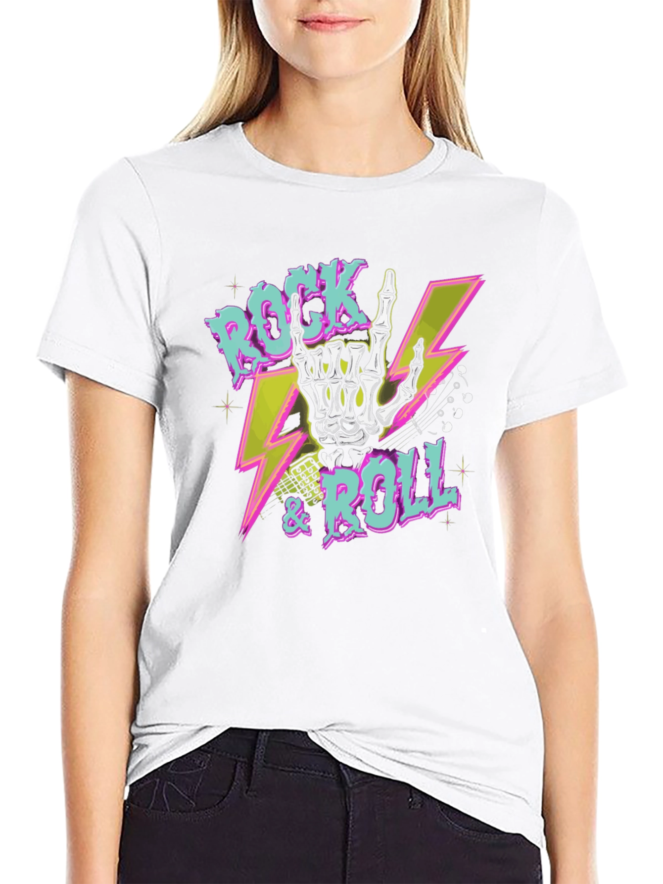 Rock & Roll Skeleton Hand Graphic Tee