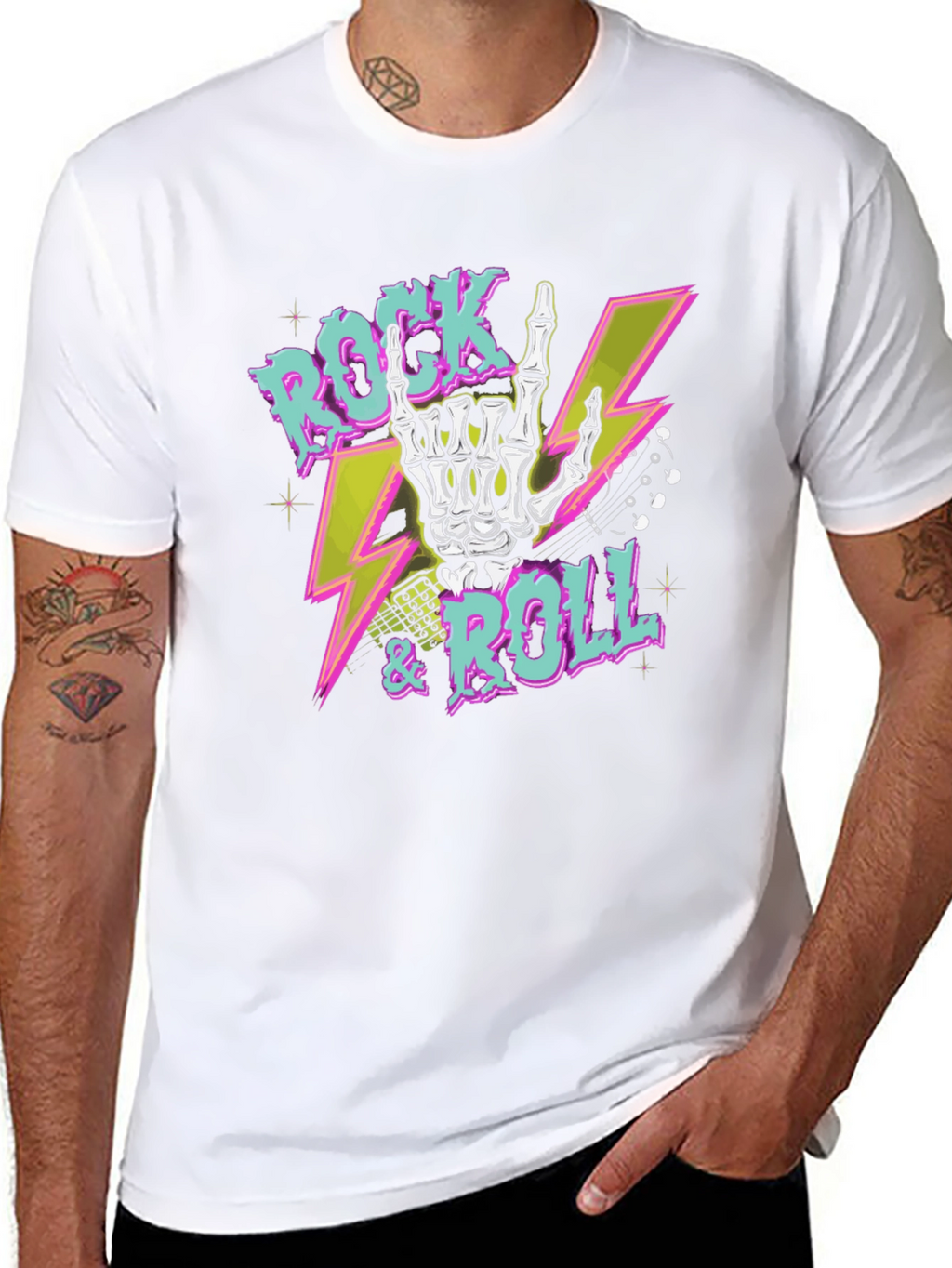 Rock & Roll Skeleton Hand Graphic Tee