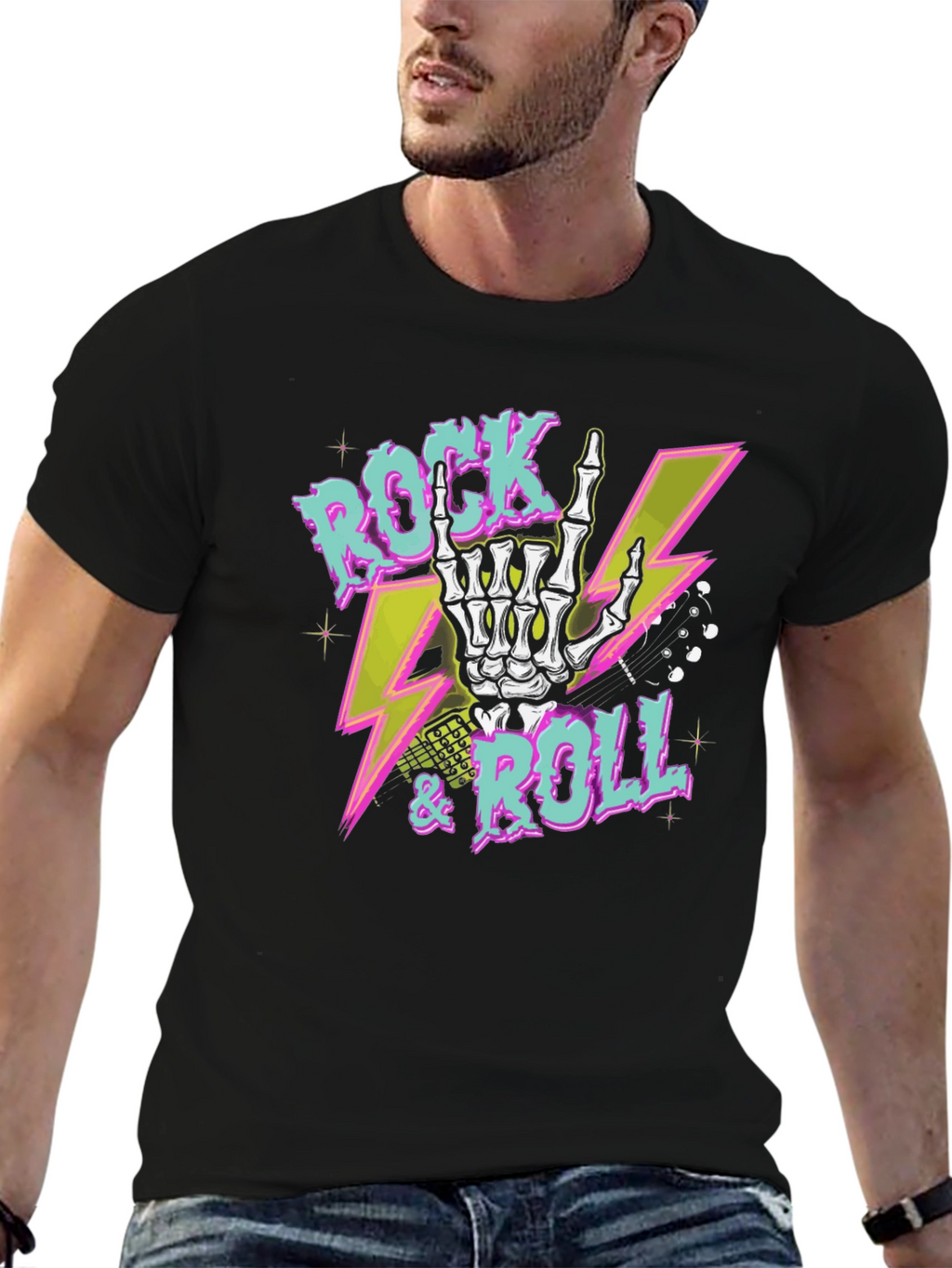 Rock & Roll Skeleton Hand Graphic Tee