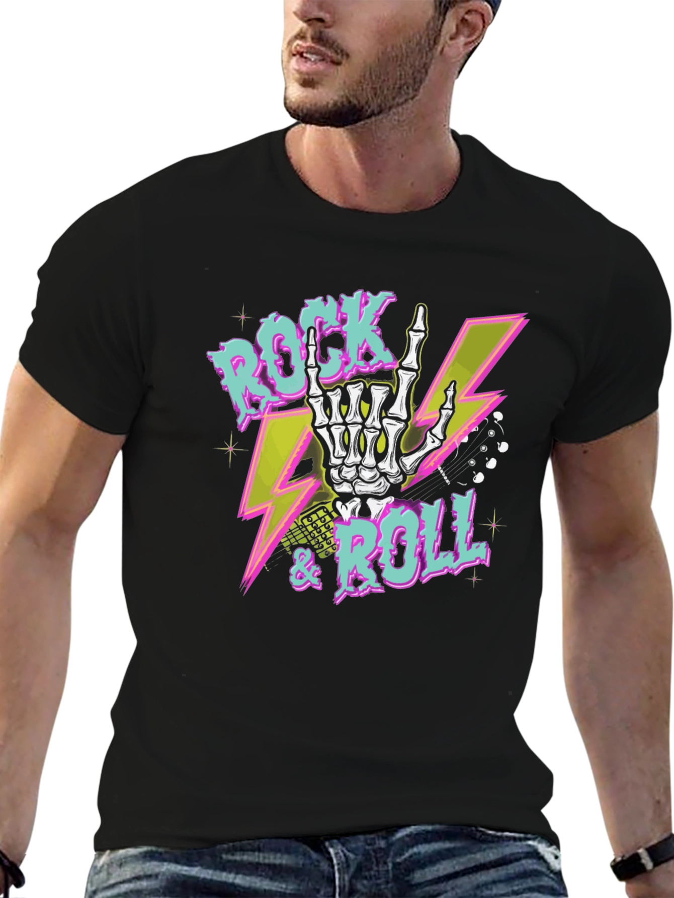 Rock & Roll Skeleton Hand Graphic Tee