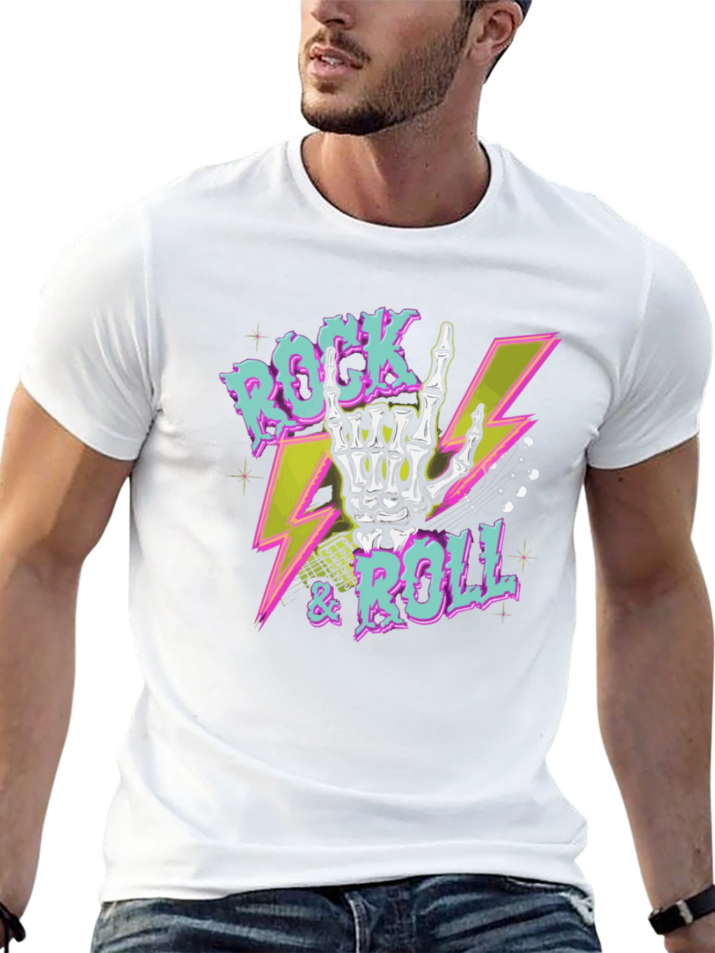 Rock & Roll Skeleton Hand Graphic Tee