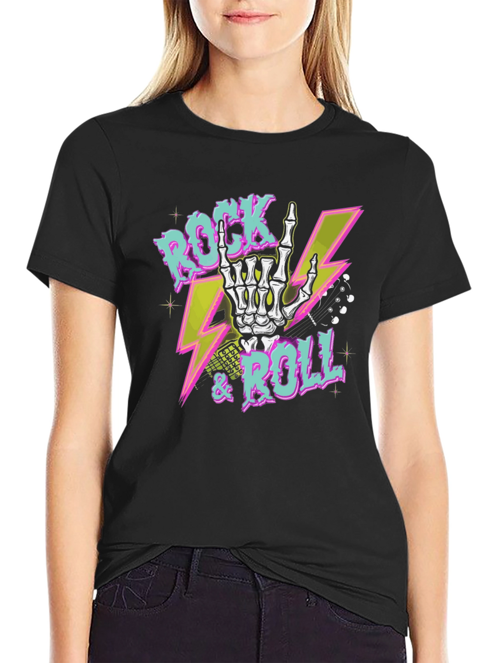 Rock & Roll Skeleton Hand Graphic Tee