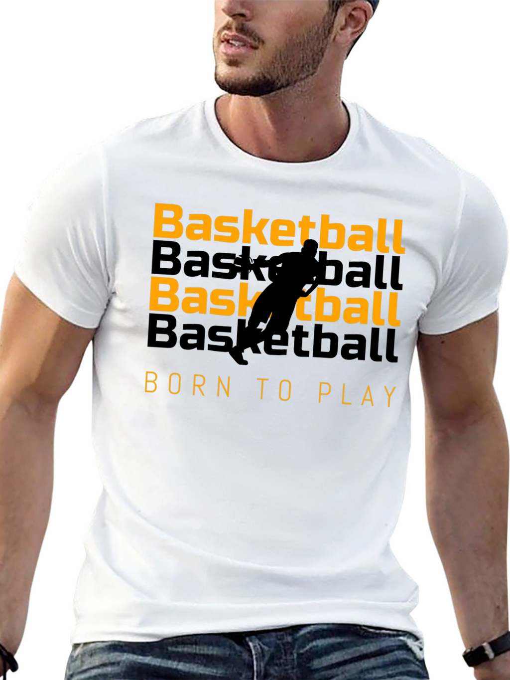 Basketball Born to Play Graphic Tee - Black