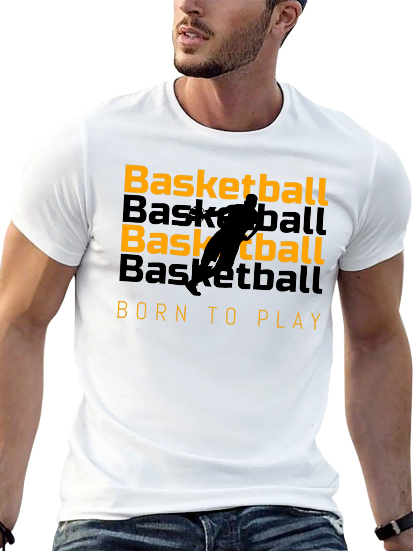 Basketball Born to Play Graphic Tee - Black