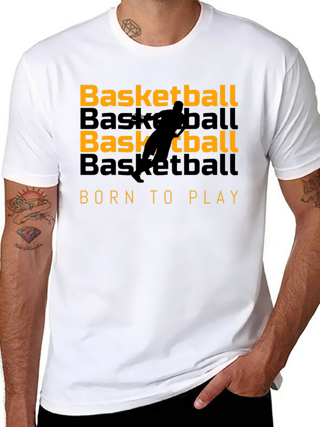 Basketball Born to Play Graphic Tee - Black