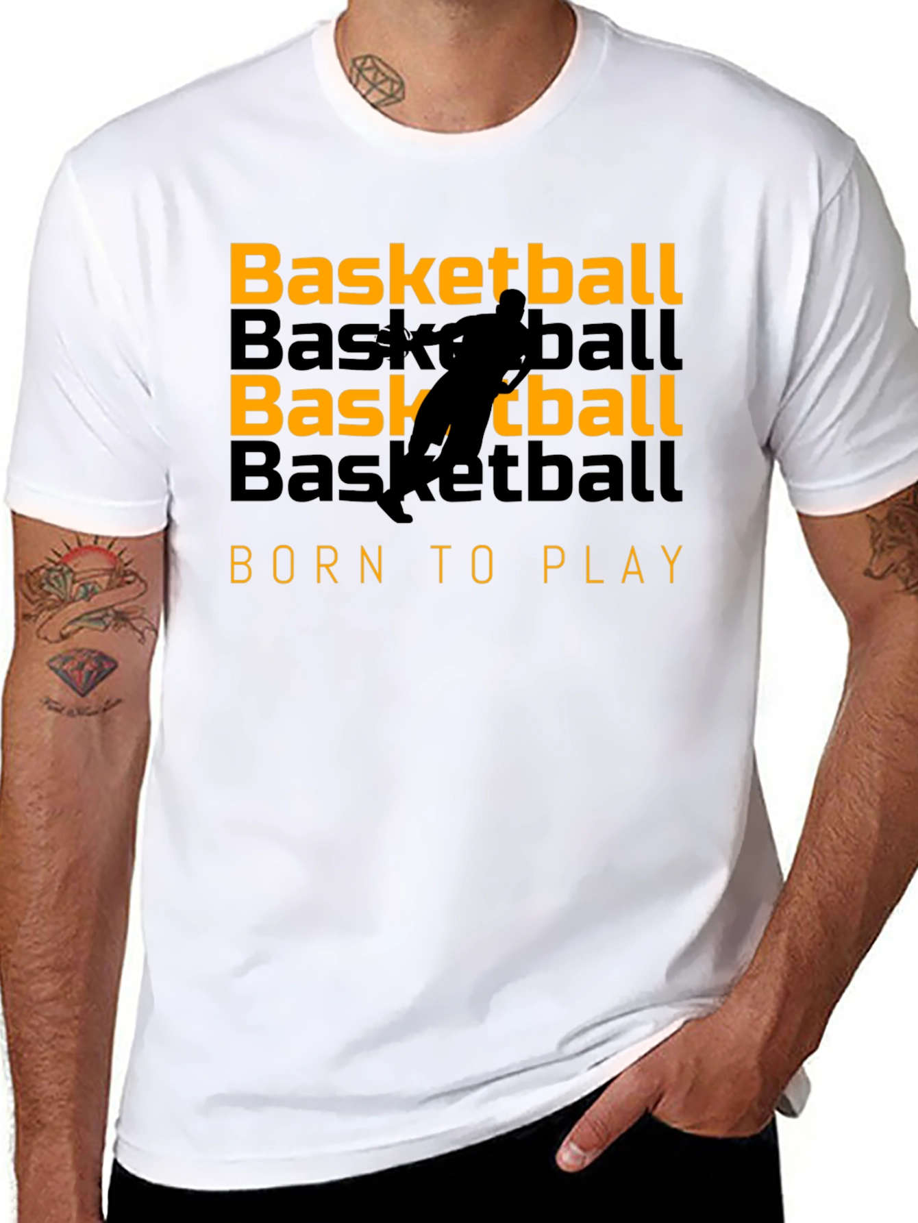 Basketball Born to Play Graphic Tee - Black