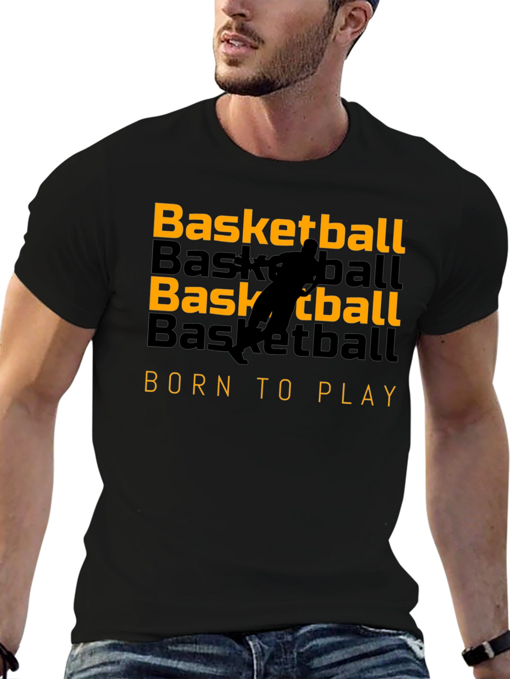 Basketball Born to Play Graphic Tee - Black