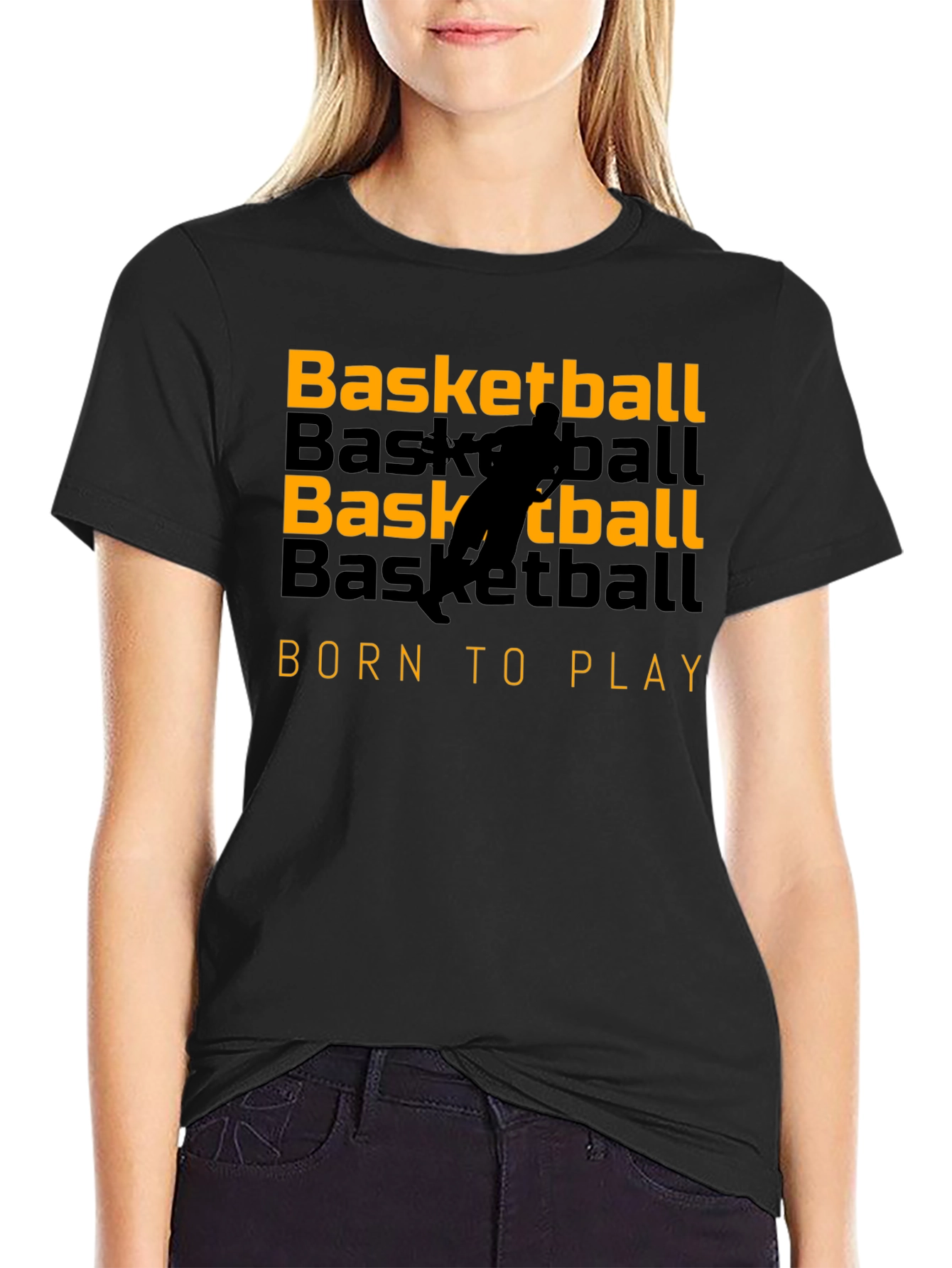 Basketball Born to Play Graphic Tee - Black