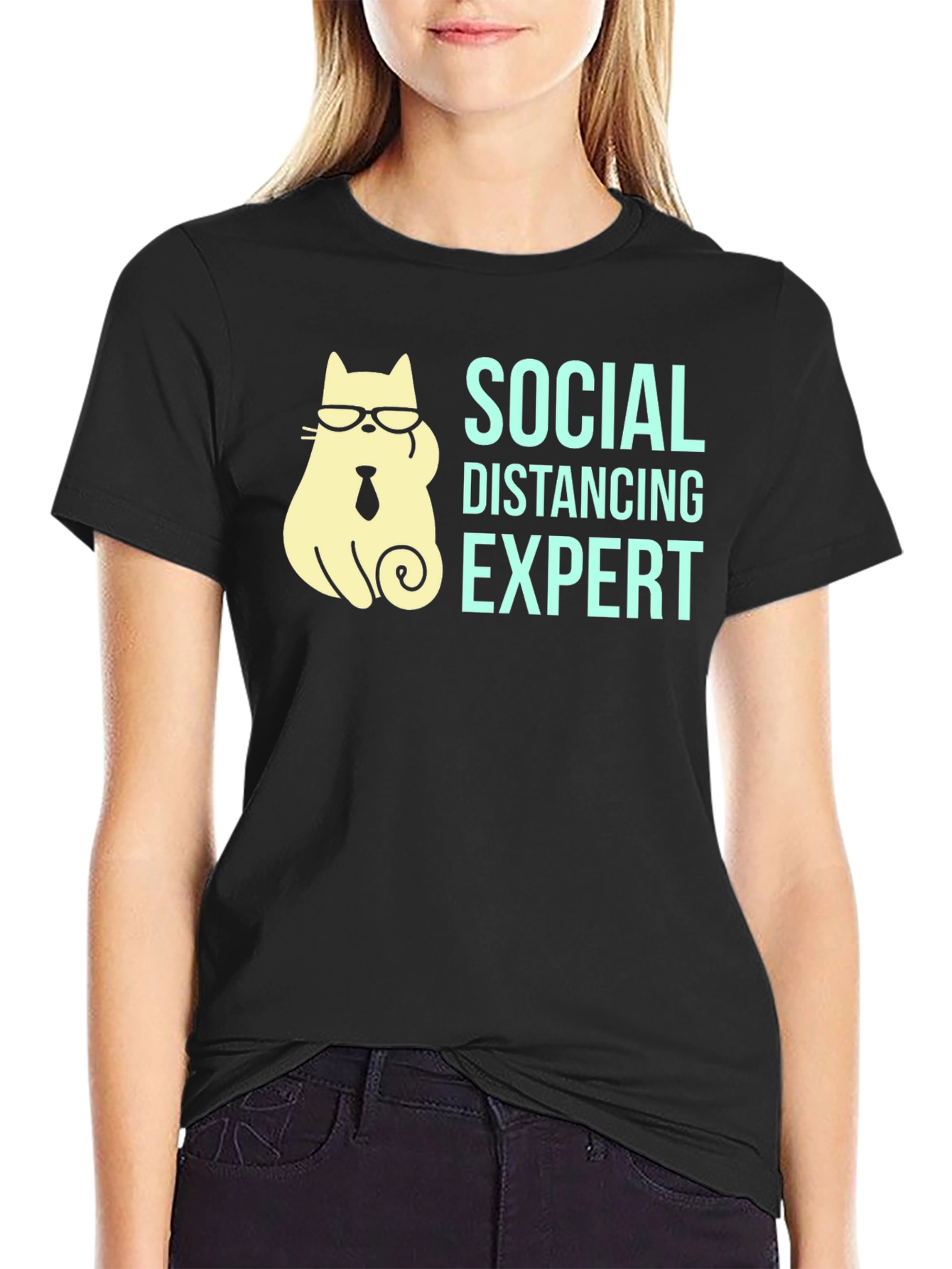 Social Distancing Expert Cat T-Shirt - Stay Safe in Style