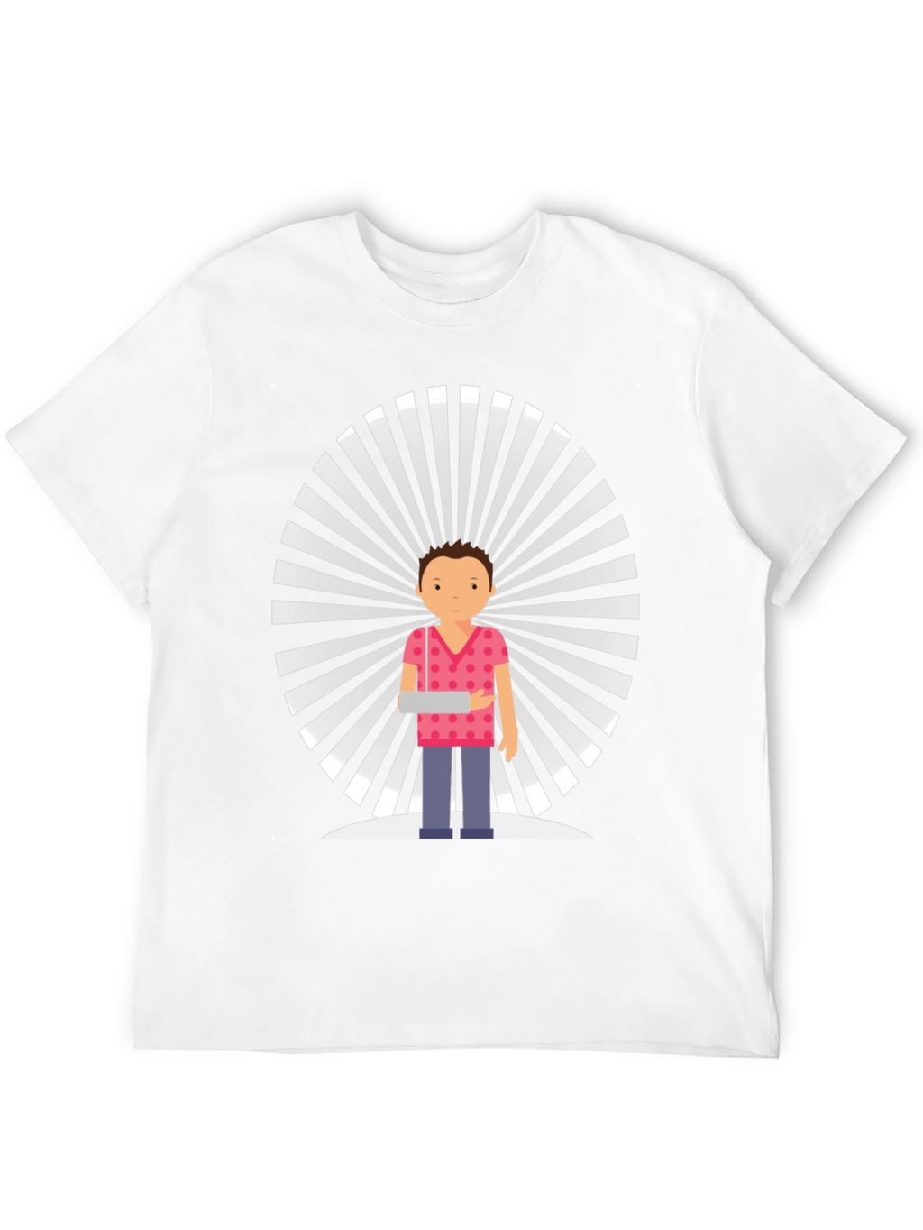 Graphic Tee: Cartoon Man with Retro Background