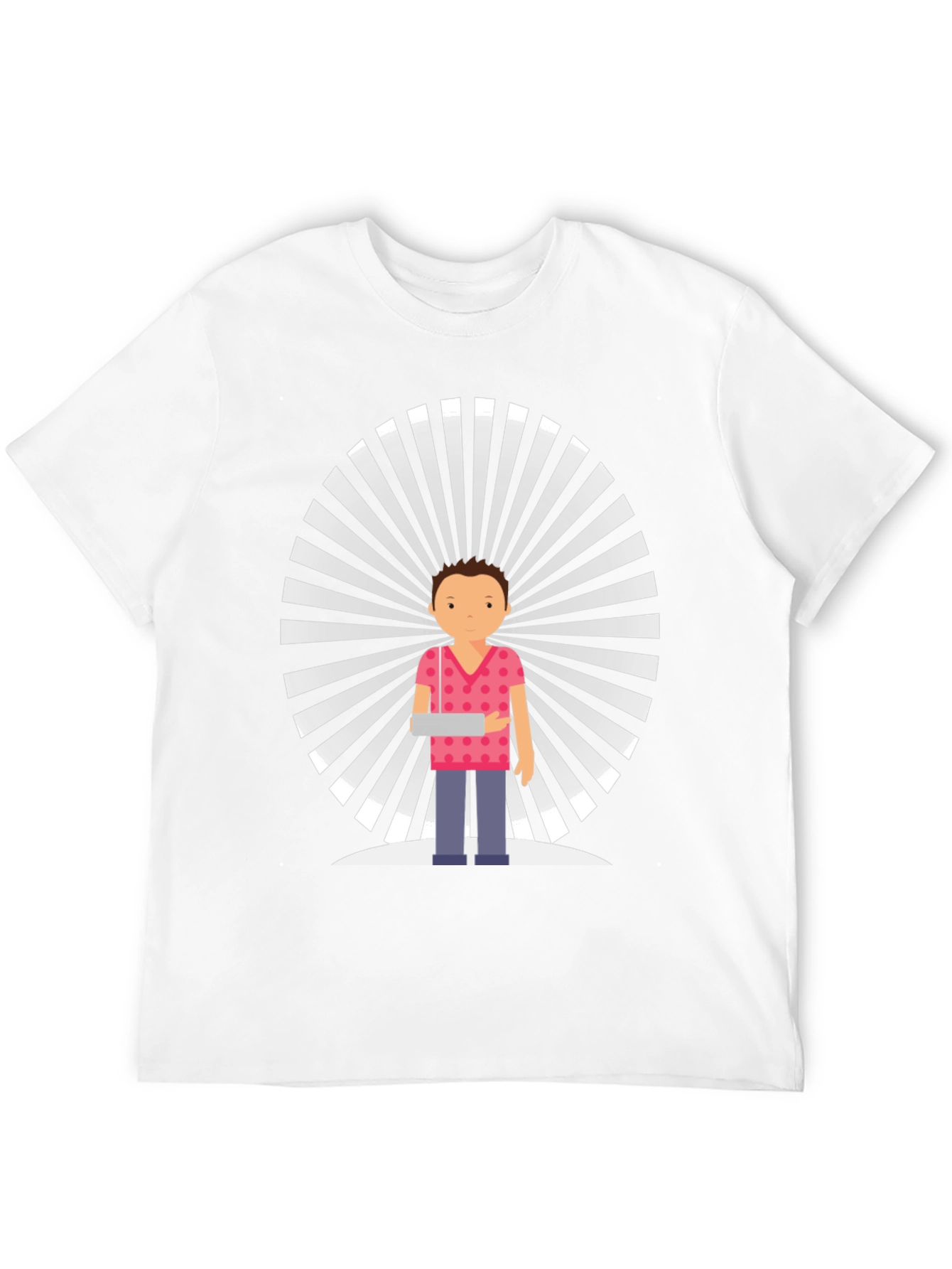 Graphic Tee: Cartoon Man with Retro Background
