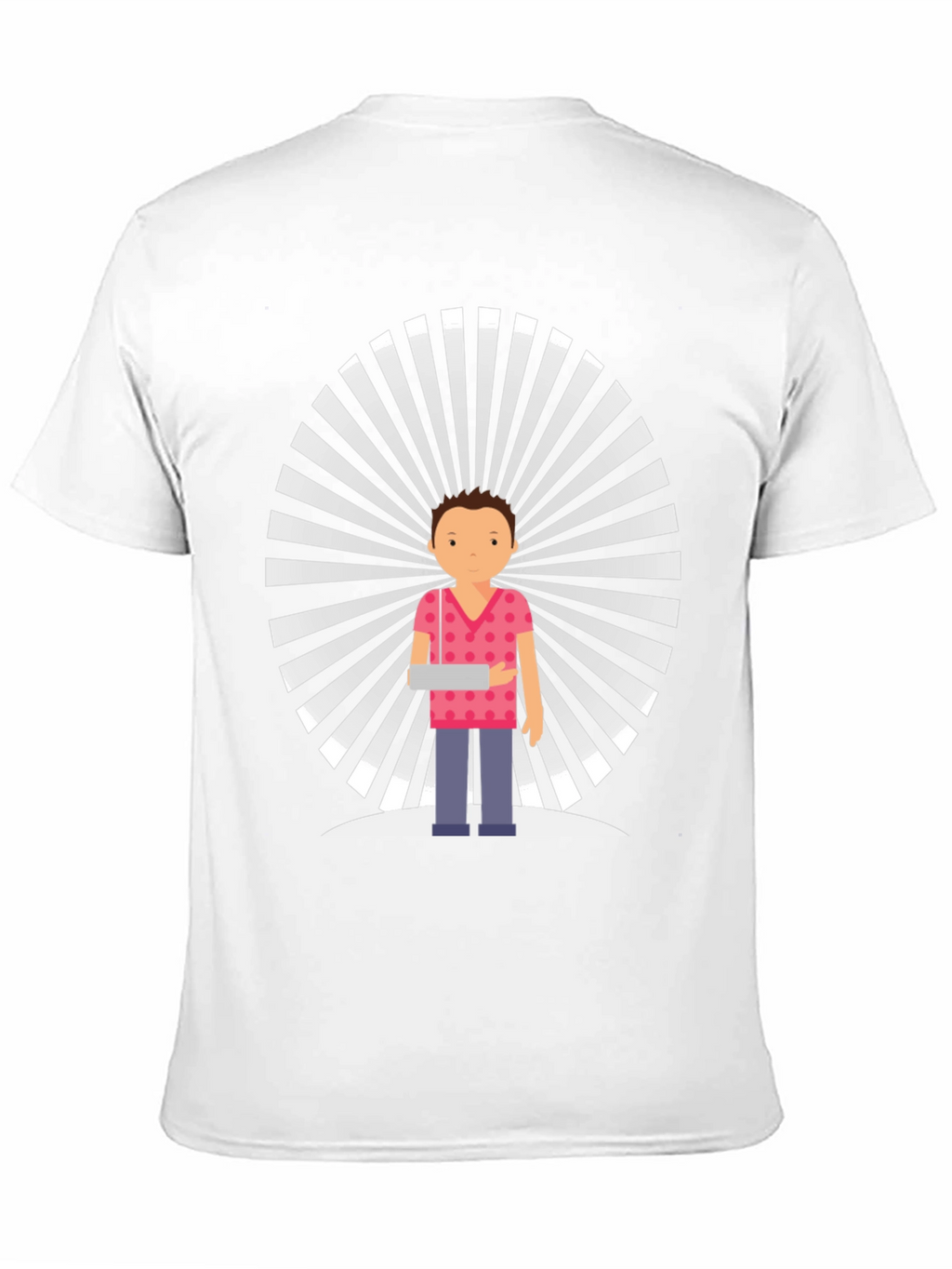 Graphic Tee: Cartoon Man with Retro Background