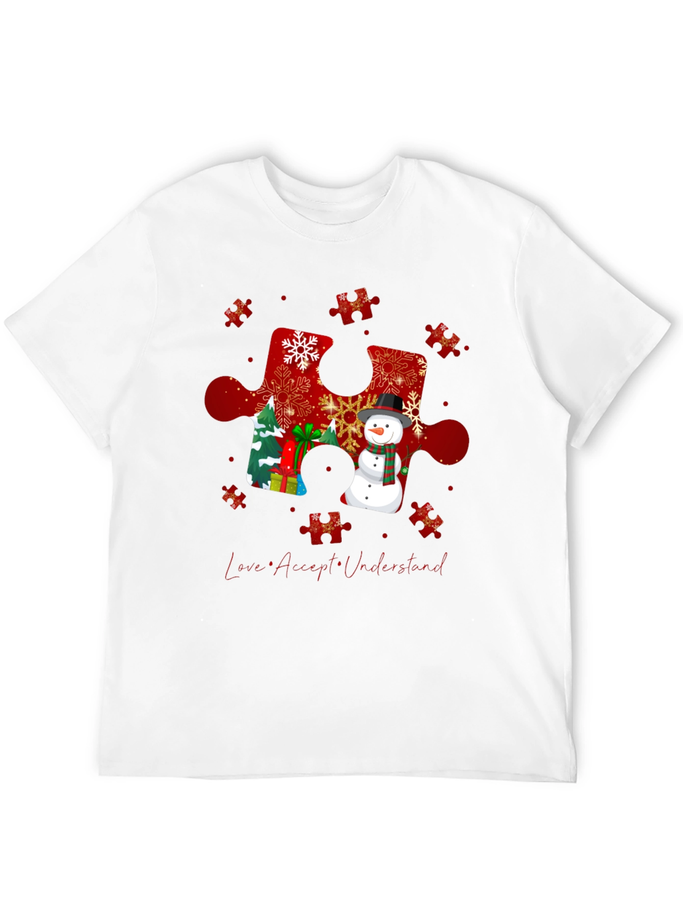 Autism Awareness Christmas Puzzle Piece T-Shirt