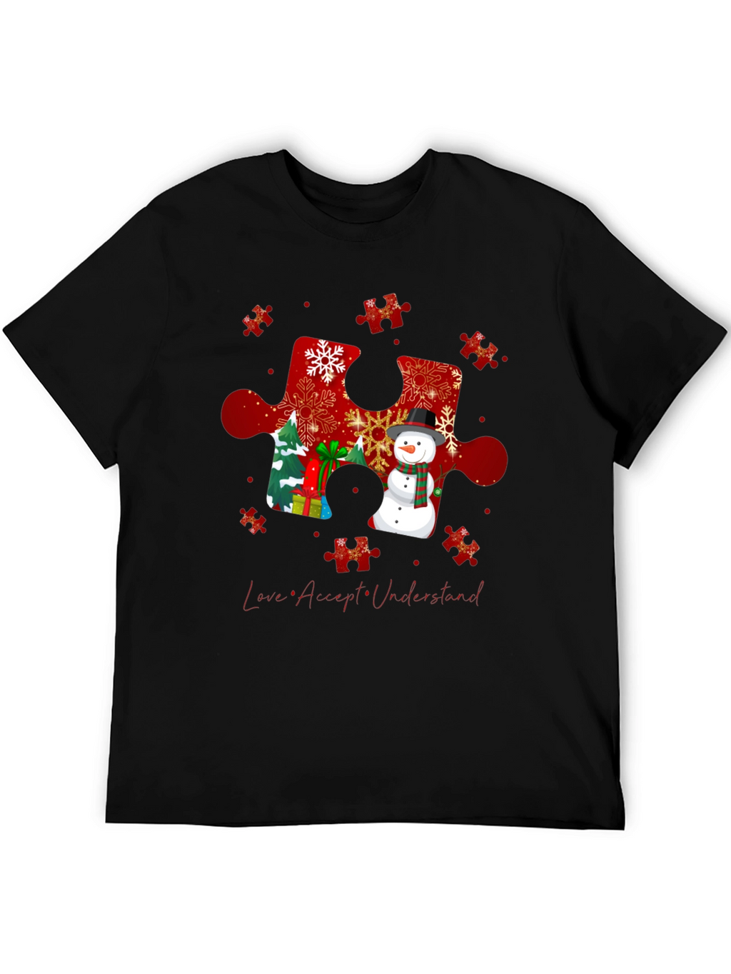 Autism Awareness Christmas Puzzle Piece T-Shirt