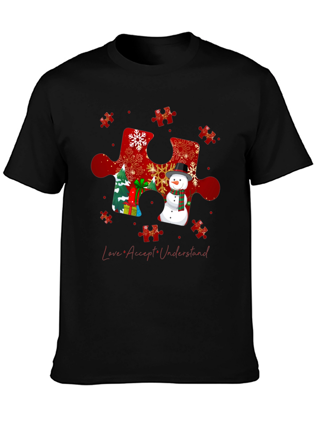 Autism Awareness Christmas Puzzle Piece T-Shirt